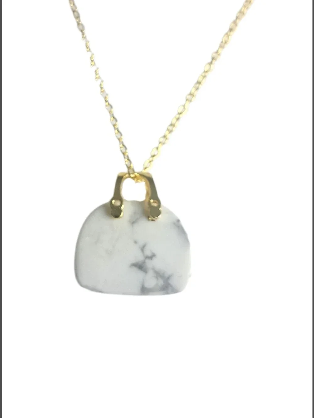 Genuine Natural Stone Mini Purse Necklace. NWOT